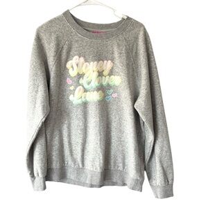 Stoney Clover Lane Heather Gray Multi color Logo Sweatshirt SZ L NWOT